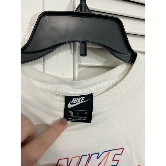 Nike White Multi-Color Center Swoosh Boxy Tee Shirt Sz: medium - Picture 4 of 4